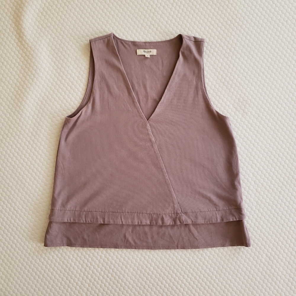 Madewell V neck purple lilac cotton tank